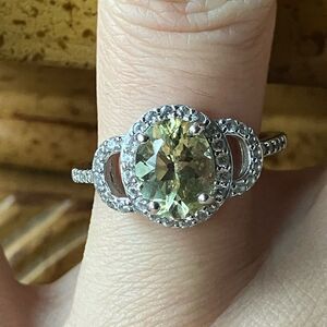 Natural Canary Apatite Sterling Silver Ring Size 8